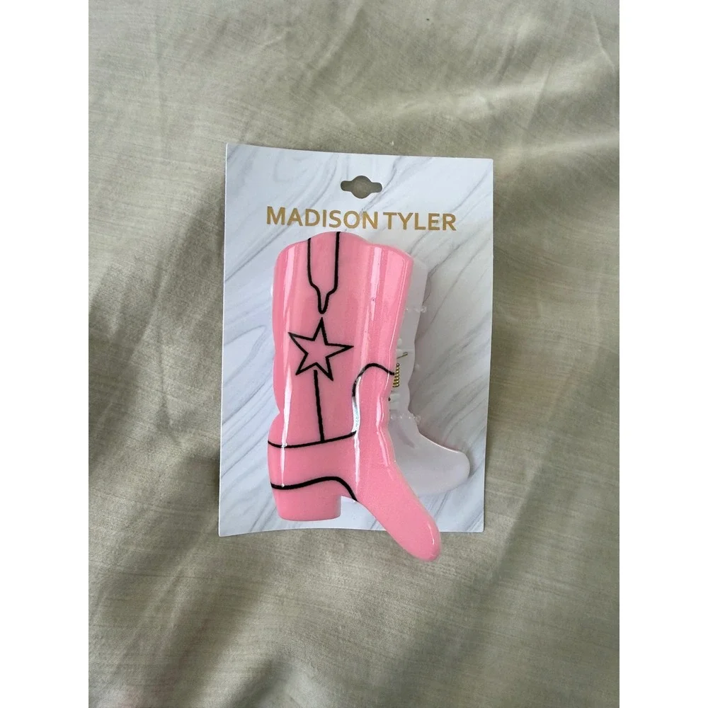 Madison Tyler Pink Cowboy Boot Hair Claw Clip Western Cowgirl NWT